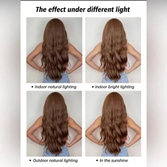 WIG 30” Long Curly Chestnut Wig with bangs natural look. for daily use - Picture 6 of 8